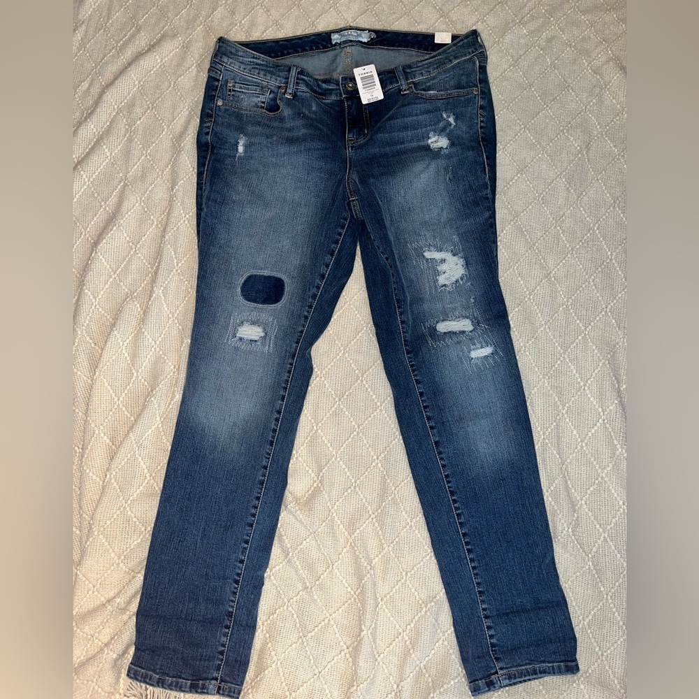 NWT!! Torrid Blue Distressed Skinny Jeans